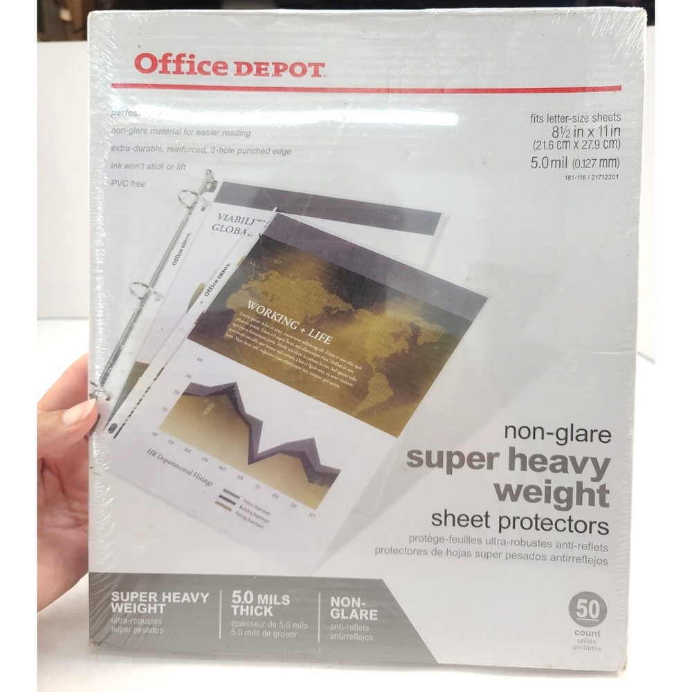 Office Depot Clear Super Heavyweight Sheet Protectors 50 Count